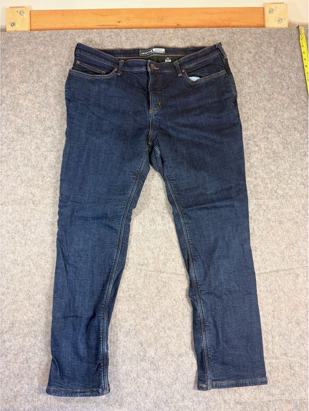 Carhartt Relaxed Fit Dark Denim Fleece Lined Jeans Winter Work Womens 18